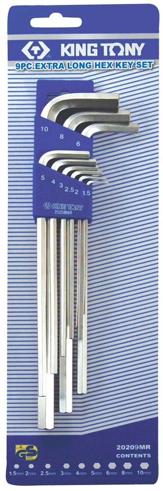 KING TONY 9PC MET X.LNG MET HEX KEY SET